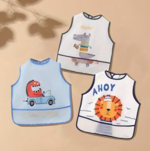 One Long Sleeve Baby Bib Protects Your Little One's Clothes Cute Animal Print Artistic Apron for Kids 6-72 Months